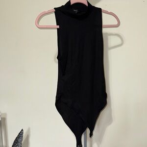 Forever 21 Black Asymmetrical Sleeveless Bodysuit
